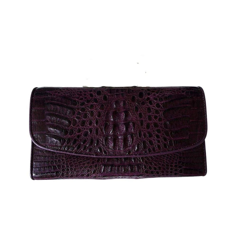 Portefeuille Trifold en cuir crocodile violet Portefeuille pour femmes