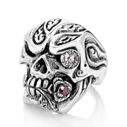 Anillo de Cráneo de Rosa Mortal para Hombres