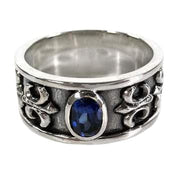 Sterling Silver Sapphire Men's Band Ring