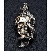 Dragon Skull Sterling Silver Pendant