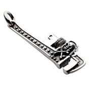 925 Sterling Silver Skull Wrench Biker Pendant