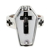 Sterling Silver Coffin Ring with Lid Closed