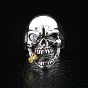 Smoking Skull Ring Front View