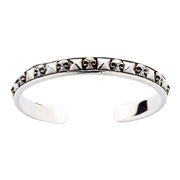 Sterling Silver Skull Biker Cuff Bracelet