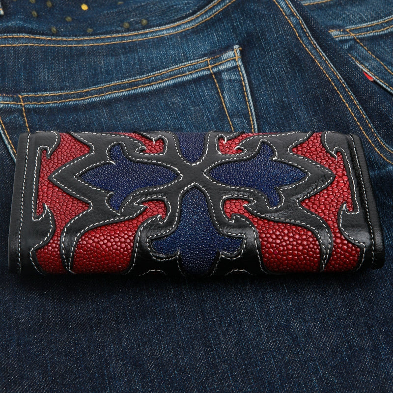 tribal tattoo biker chain wallet for men