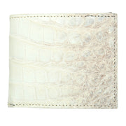 Front view of Genuine White Crocodile Wallet showcasing unique scale patterns.