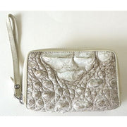 White Pearl Crocodile Leather Zip Wallet