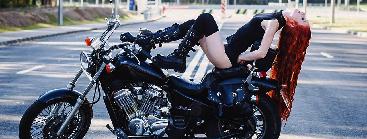 sexy biker chick clothes Biker Girl In A Leather Clothes On A Motorcycle Stock Photo - Download  Image Now - Women, Motorcycle, Rebellion main image 1