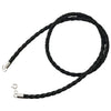 Un collier en cuir noir tressé de 4 mm d'épaisseur pour homme, avec des embouts en argent sterling 925 et un fermoir sécurisé.