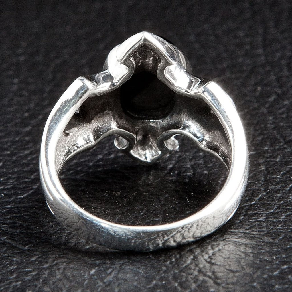 Back View Ring Black Onyx Gothic Ring — Bold Men's Band | Bikerringshop