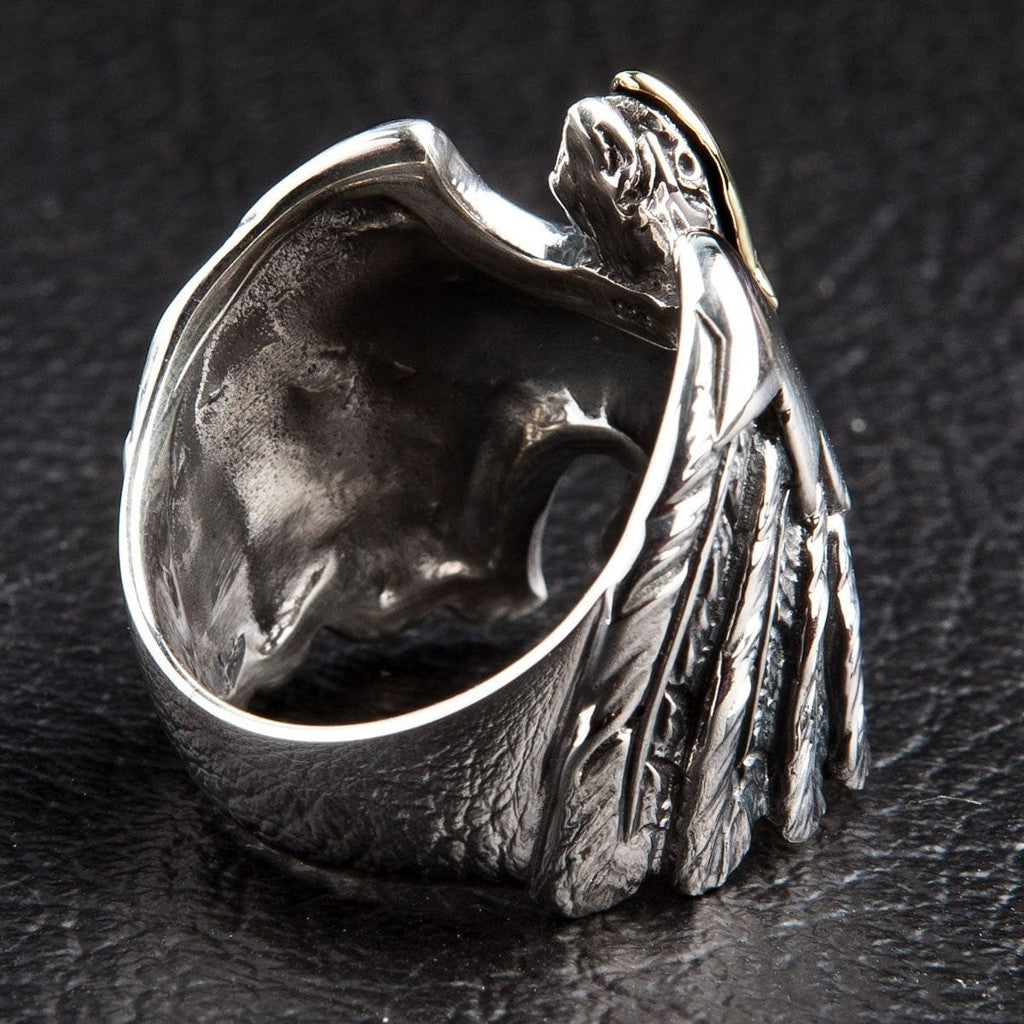 Bague Chevaliere Pur Acier Inoxydable Argenté Grand Aigle Royal USA Biker 35mm Bague Chevaliere Pur Acier Inoxydable Argenté Grand Aigle Royal USA Biker 35mm