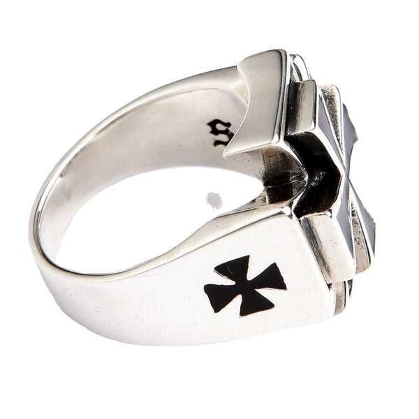 Sterling Silver Mens Biker Iron Cross Ring