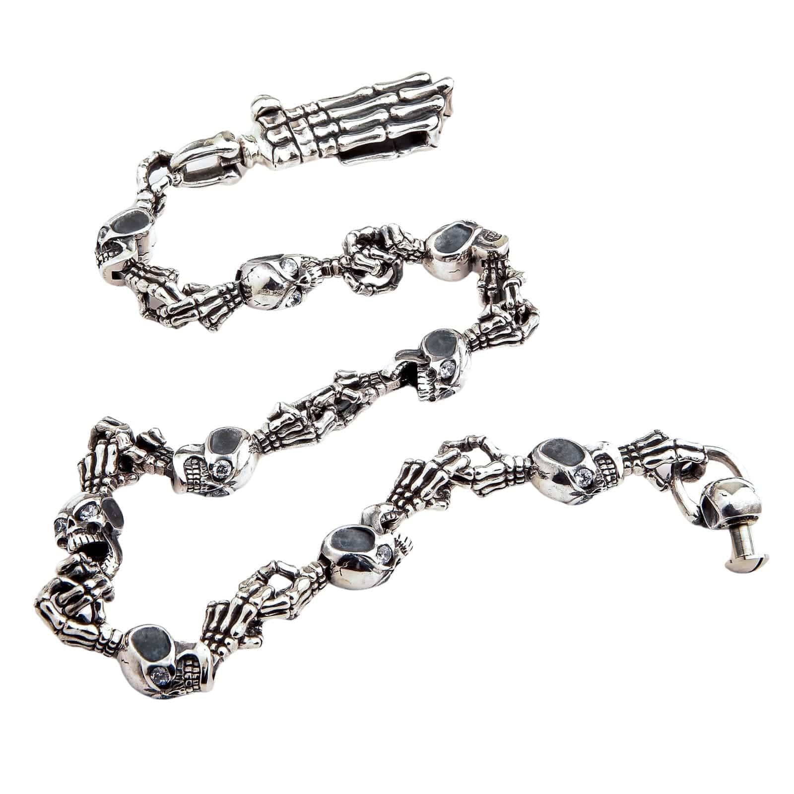 Skull Sterling Silver Biker Wallet Chain - 22" Long, 10mm Wide, 150g Solid 925 Silver