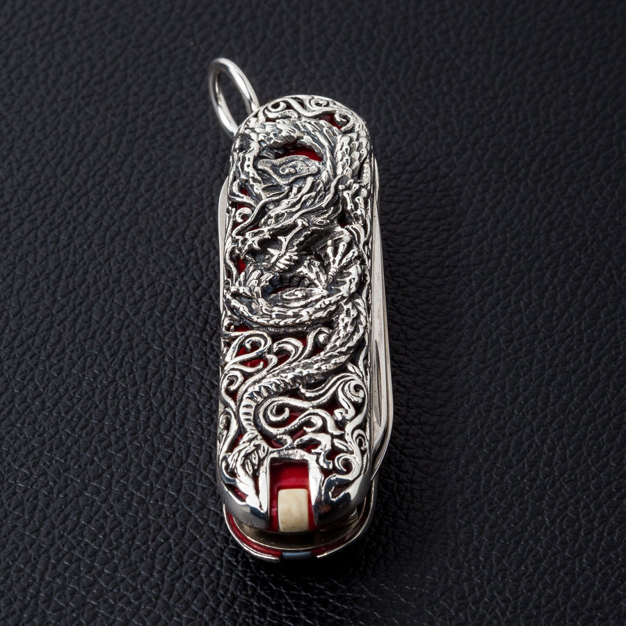 Pendentif couteau suisse en argent sterling Dragon
