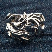 Flame Wolf Sterling Silver Gothic Ring