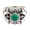 Anillo tribal para hombre de plata de ley 925 con ágata verde