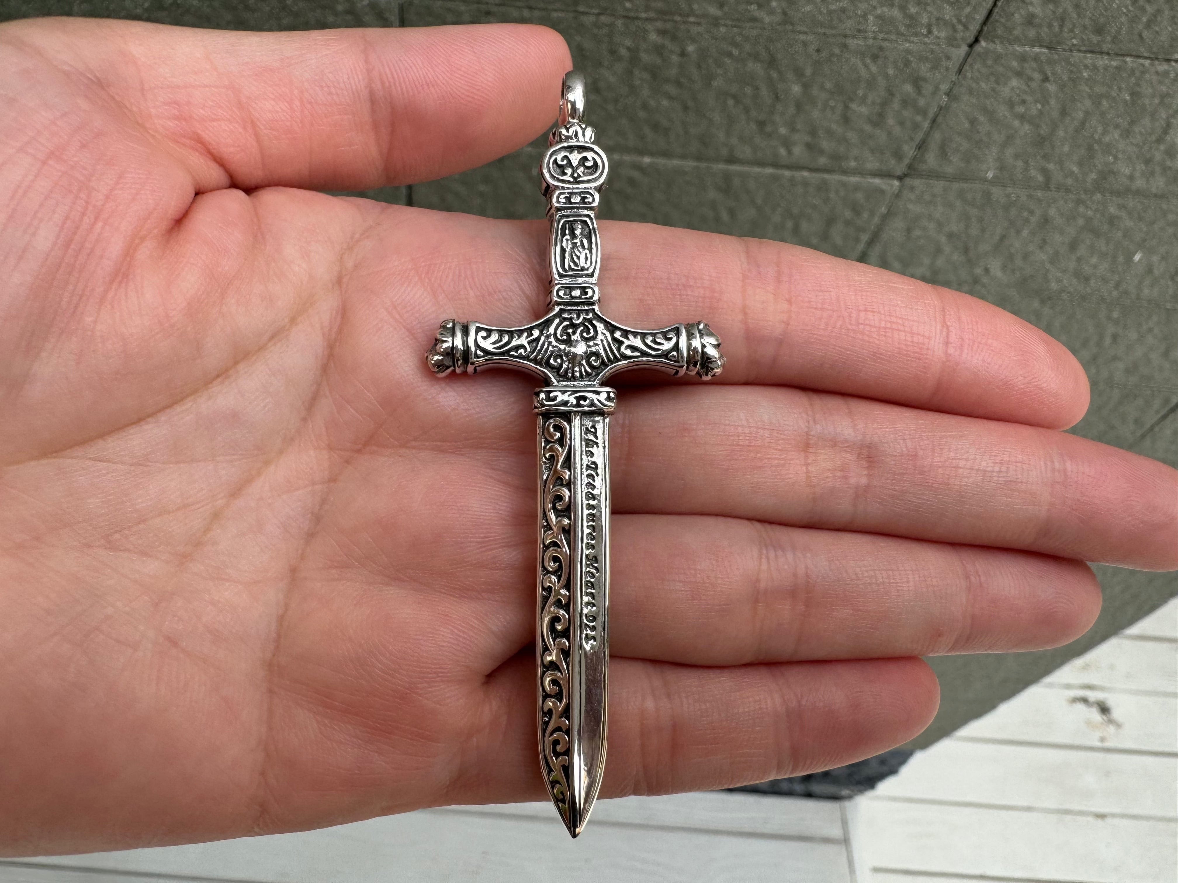 Knight Warrior Medieval 925 Sterling Silver Sword Pendant