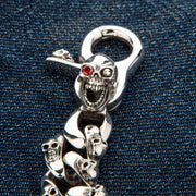 Mad Red Eye Sterling Silver Skull Keychain [4]