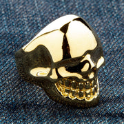 Metalic Yellow Gold Brass Skull Ring [7]