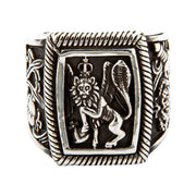 Rasta Lion Rampant Sterling Silver Men's Ring