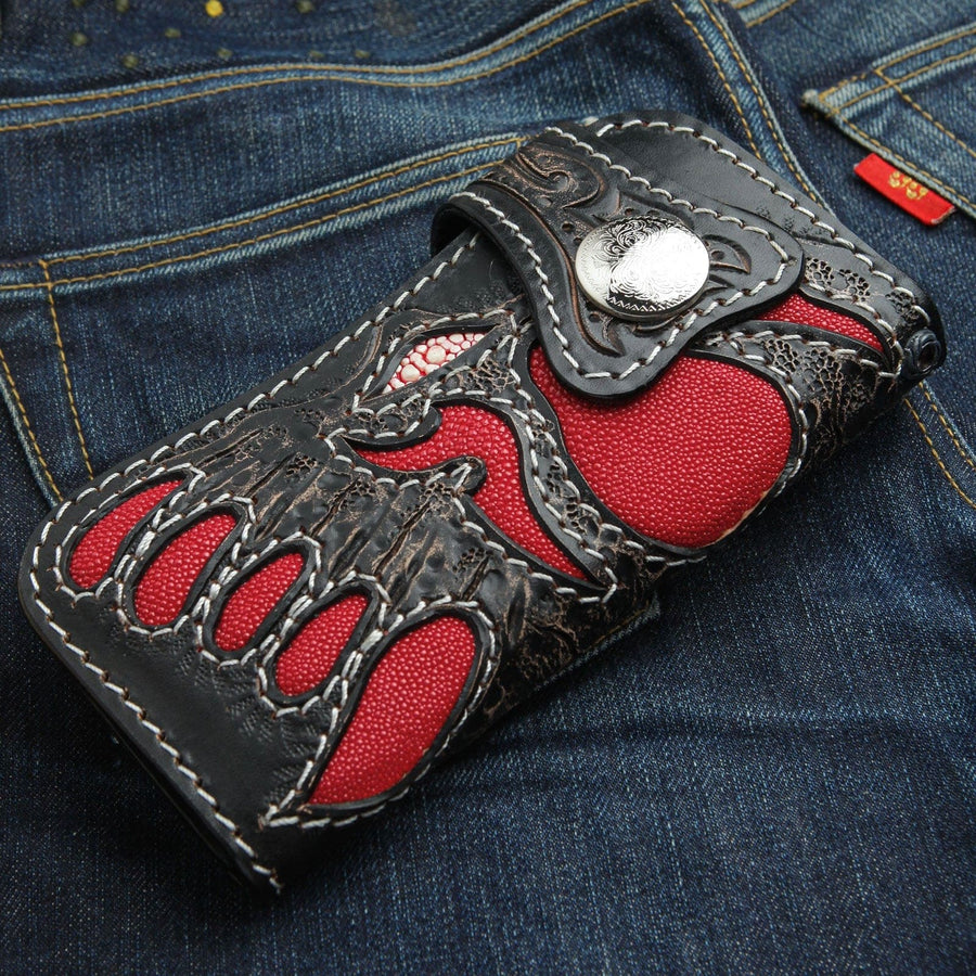Red Demon Stingray Leder geschnitzte Biker-Geldbörse [2]