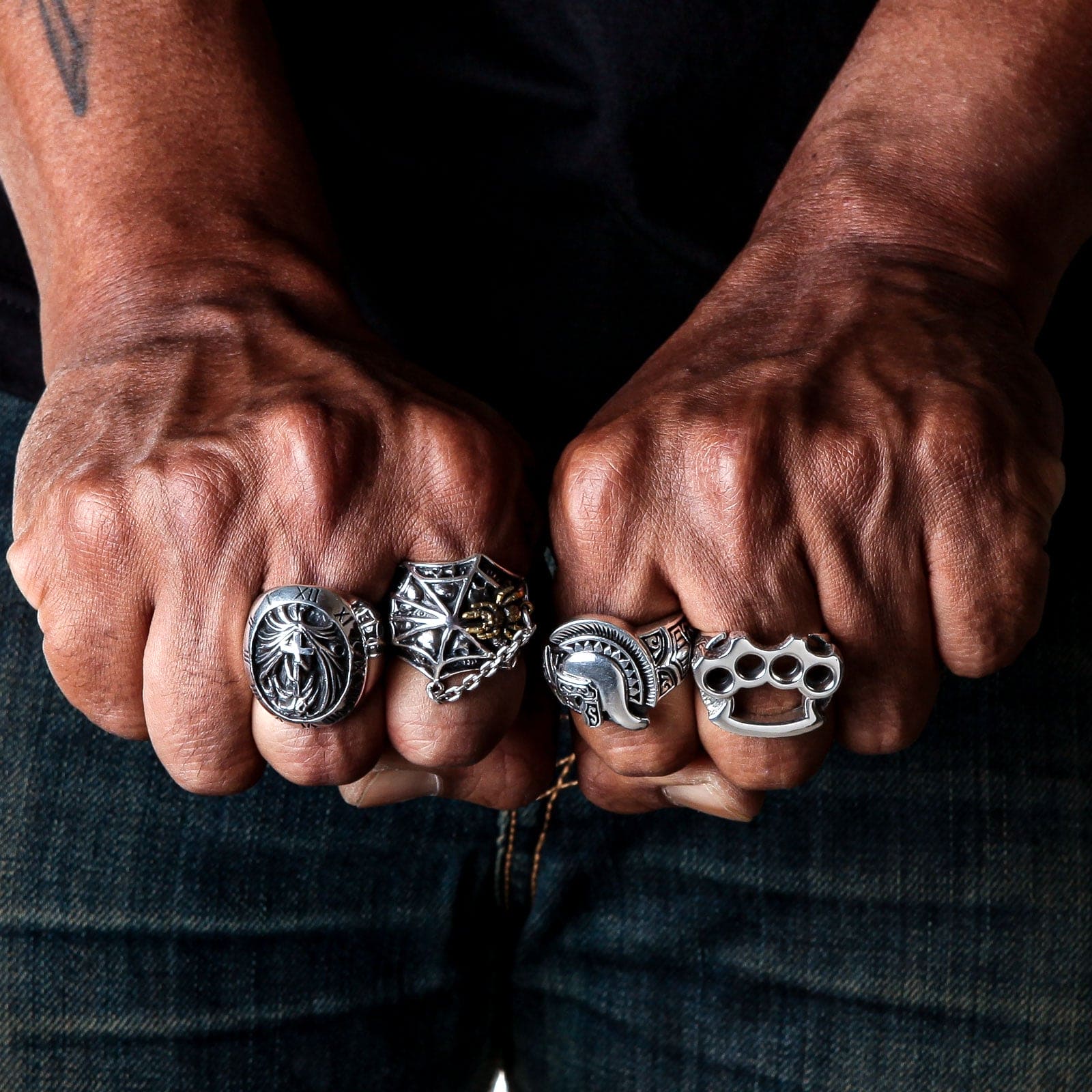 Flower Ring Gothc Skull Hand Sterlng Slver Rng Slver Jewelry