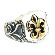 Yellow Gold Fleur De Lis Sterling Silver Medieval Ring [3]