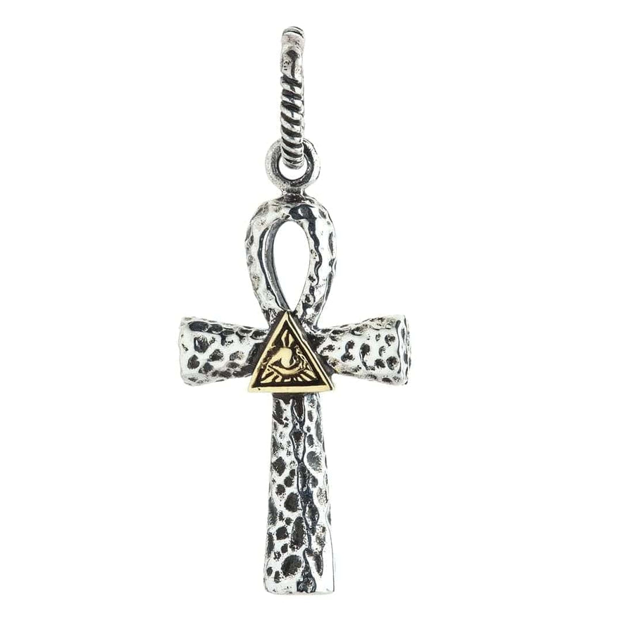 Pendentif Ankh en argent sterling avec œil de Dieu qui voit tout