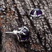 Amethyst Claw Sterling Silver Gothic Stud Earrings