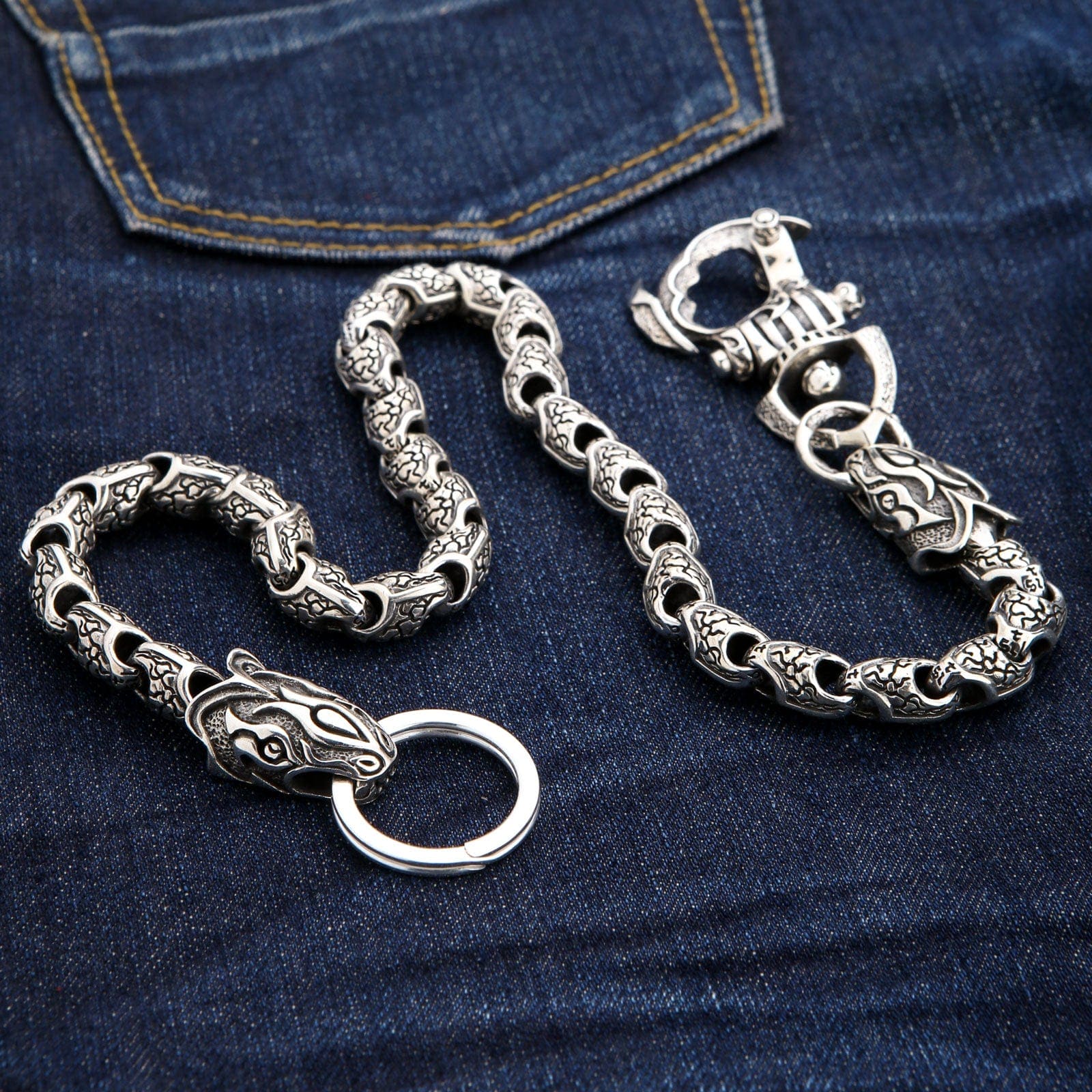 Anaconda Snake Sterling Silver Wallet Chain