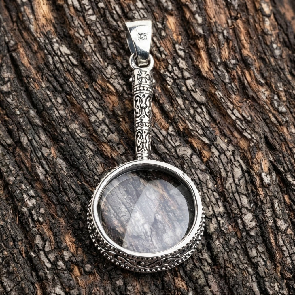 Collana Con Ciondolo Lente Di Ingrandimento Collana Con Ciondolo Lente Di Ingrandimento