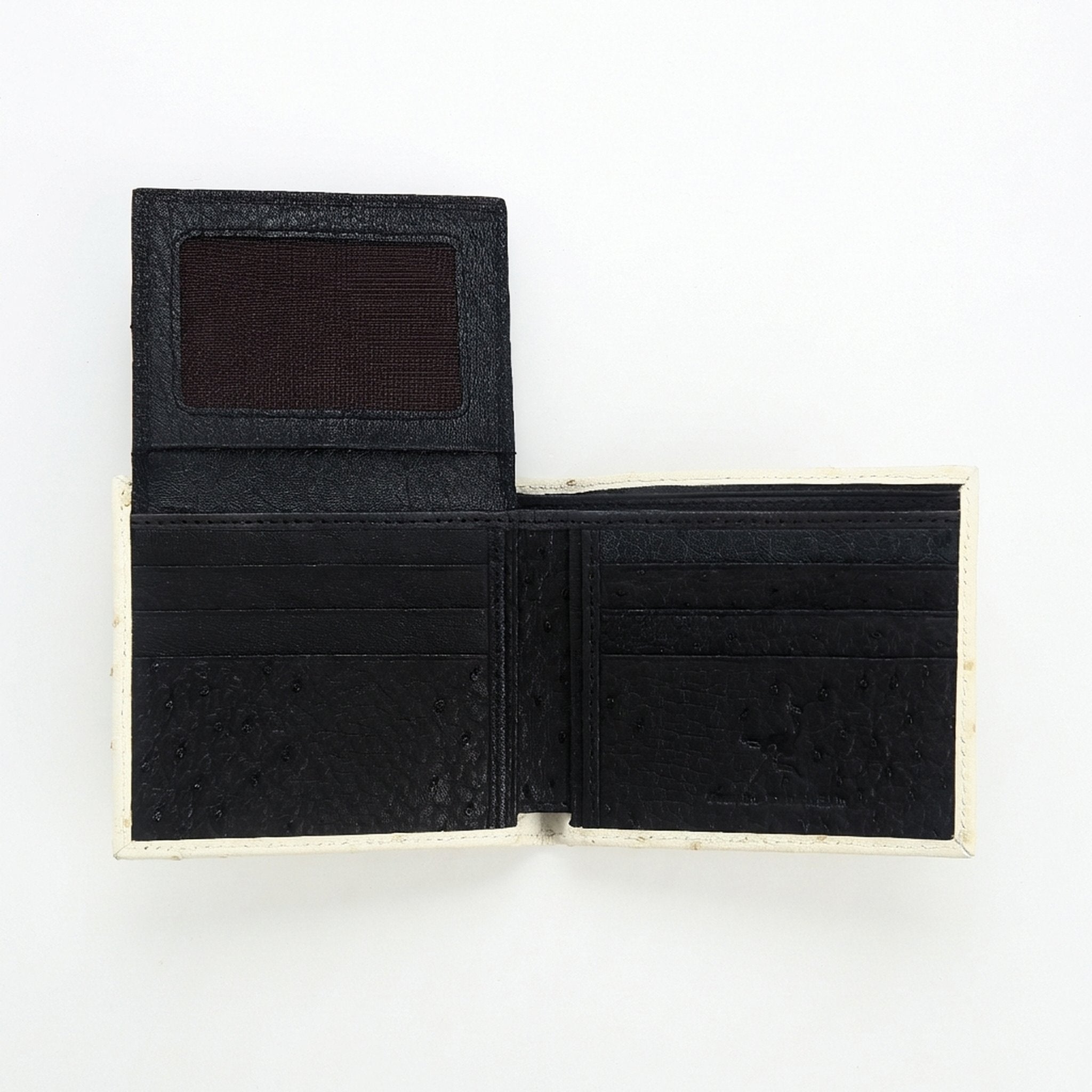 Cream Ostrich Wallet — 10-Slot Exotic Bifold | Bikerringshop