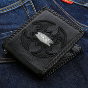 Front view of the black scorpion stingray leather wallet made from genuine shagreen skin.