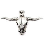 Buffalo Bull Skull Head Sterling Silver Biker Pendant