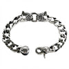 Bulldog head 925 sterling silver bracelet with lobster clasp showing detailed Cuban curb chain links
