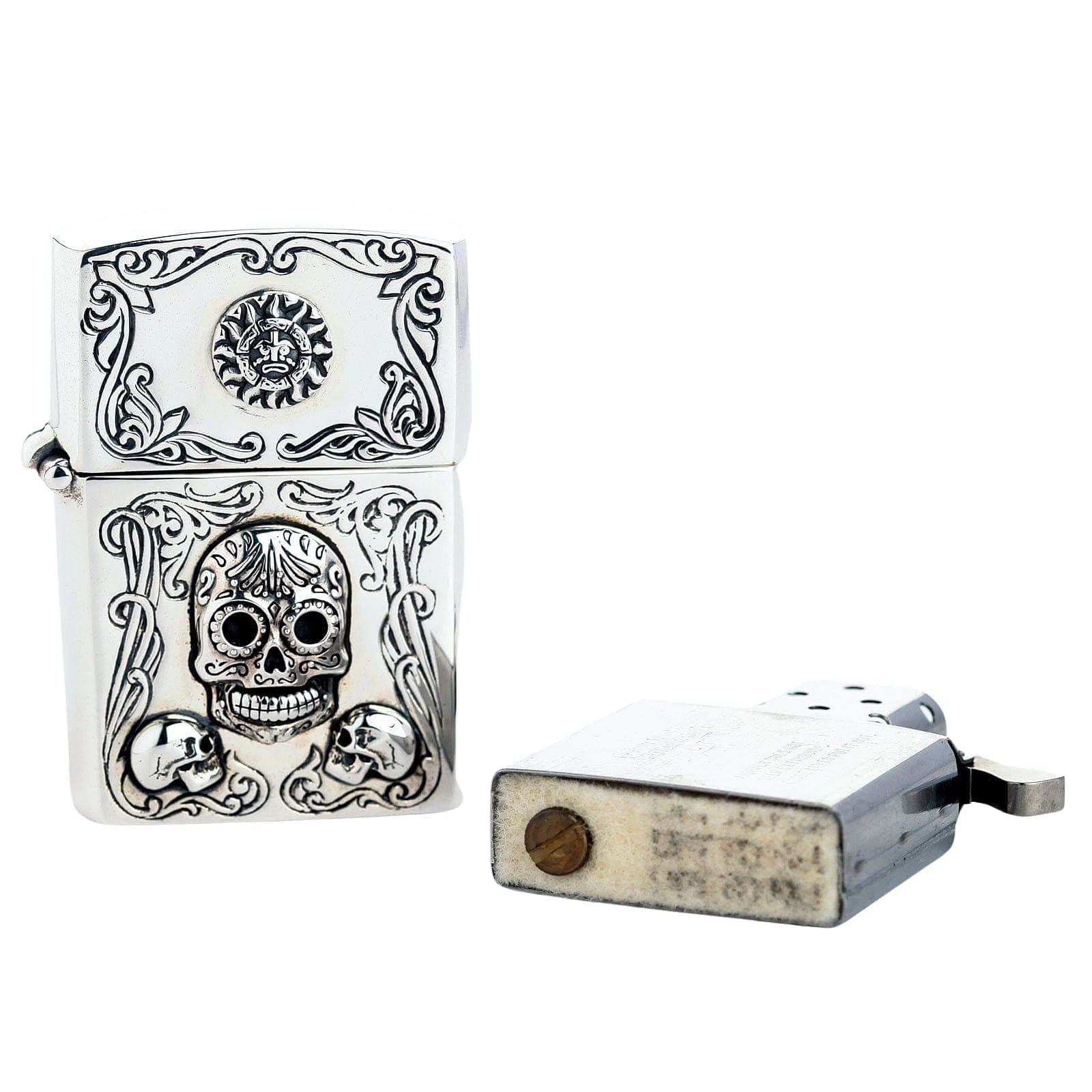 sugar skull cigarette case with lighter Sugar Skull Zippo Case — Handcrafted Biker Collectible sugar skull cigarette case with lighter Sugar Skull Zippo Case — Handcrafted Biker Collectible