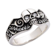 tDiamond Skull Sterling Silver Gothic Engagement Ring