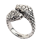 Double Snake Head Sterling Silver Gothic Ring