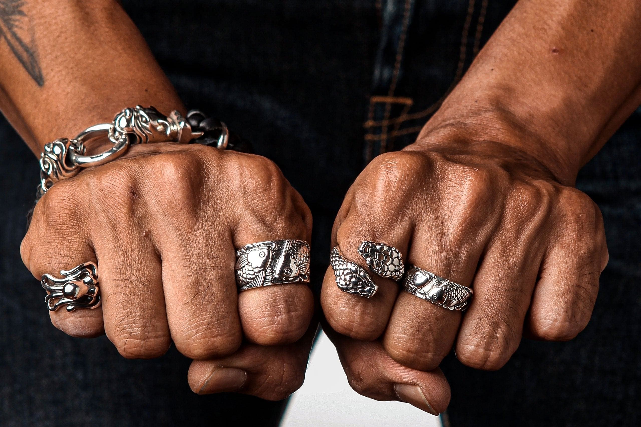 Double Snake Head Sterling Silver Gothic Ring