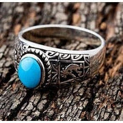 Ethnic Turquoise Kokopelli Sterling Silver Ring