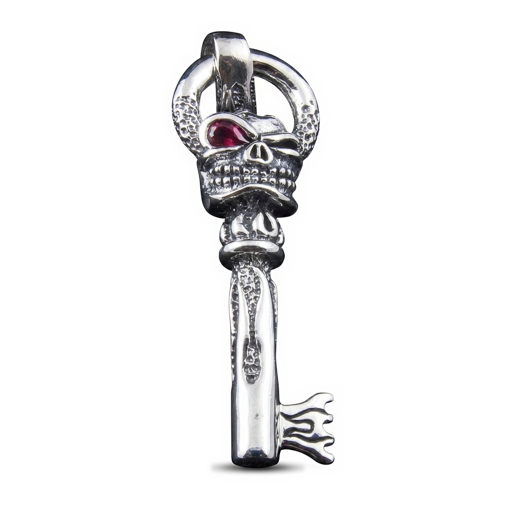 Skull Key Pendant — Gothic Biker Statement Necklace