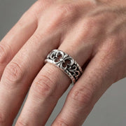 Fleur De Lis Band Ring — Gothic Heraldic Silver Band