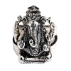 Vorderansicht des schweren Hindu-Ganesh-Rings aus 925 Sterlingsilber mit der vierarmigen Gottheit.