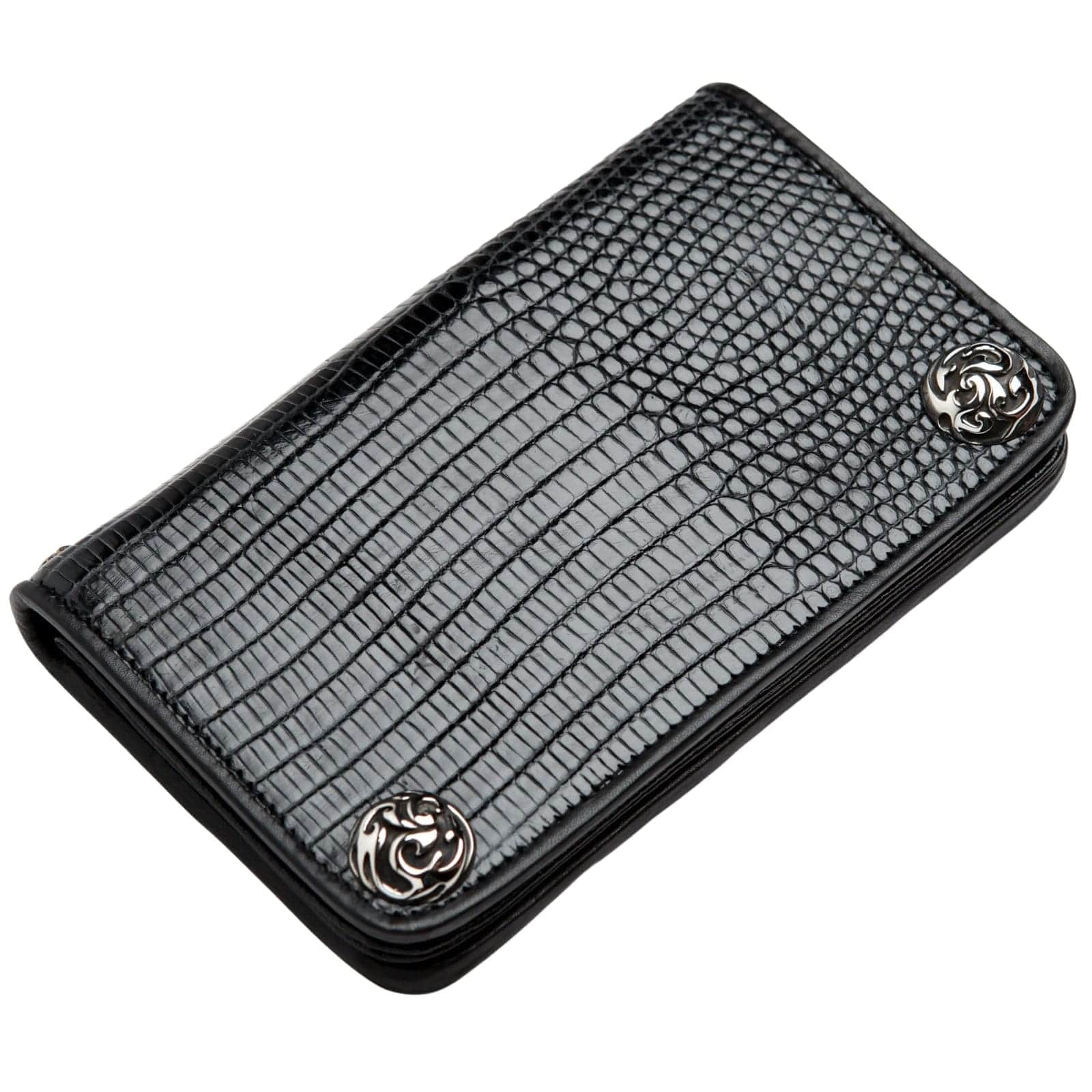 Genuine Black Lizard Leather Biker Wallet