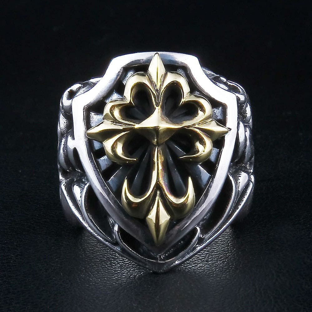 Sheild Rings Medieval Shield Ring | Two-Tone Knight Statement Band