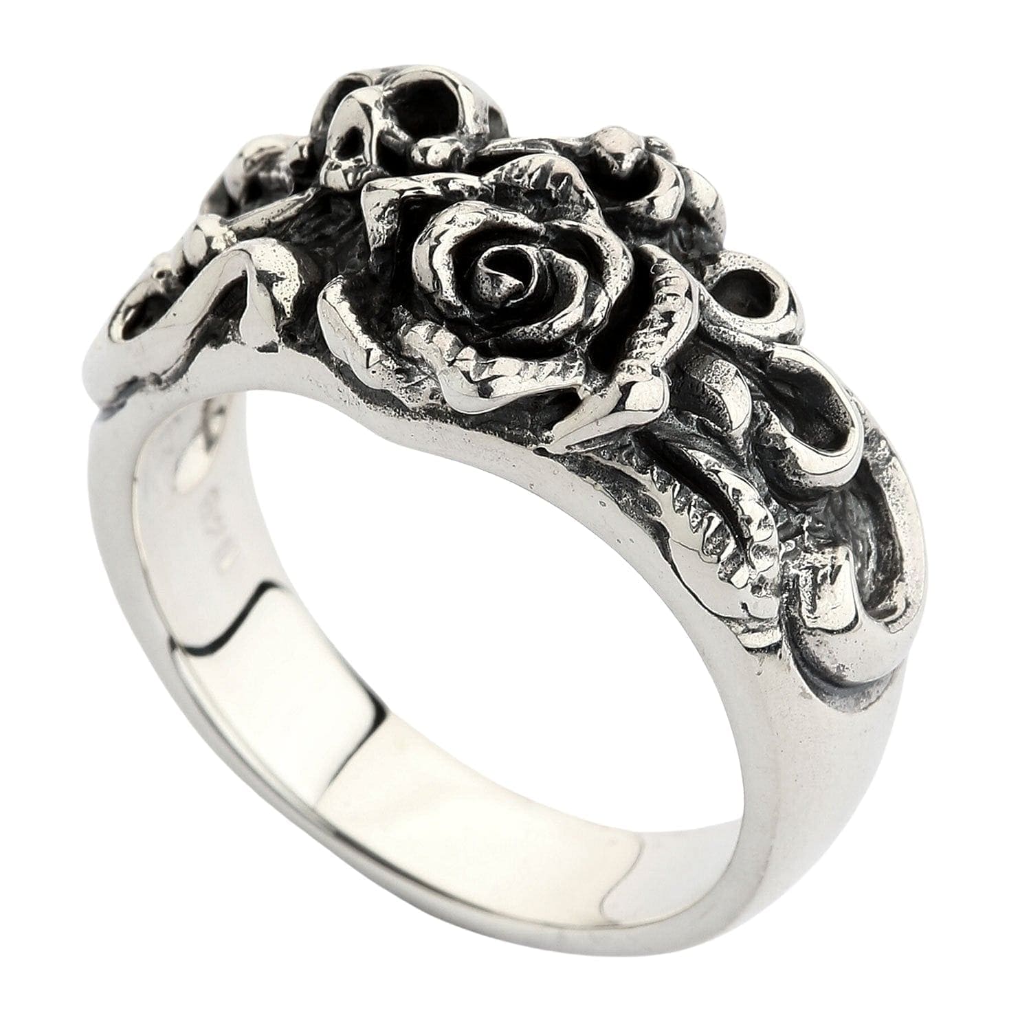 Skull And Roses Rings Skull and Rose Ring — Memento Mori Gothic Band