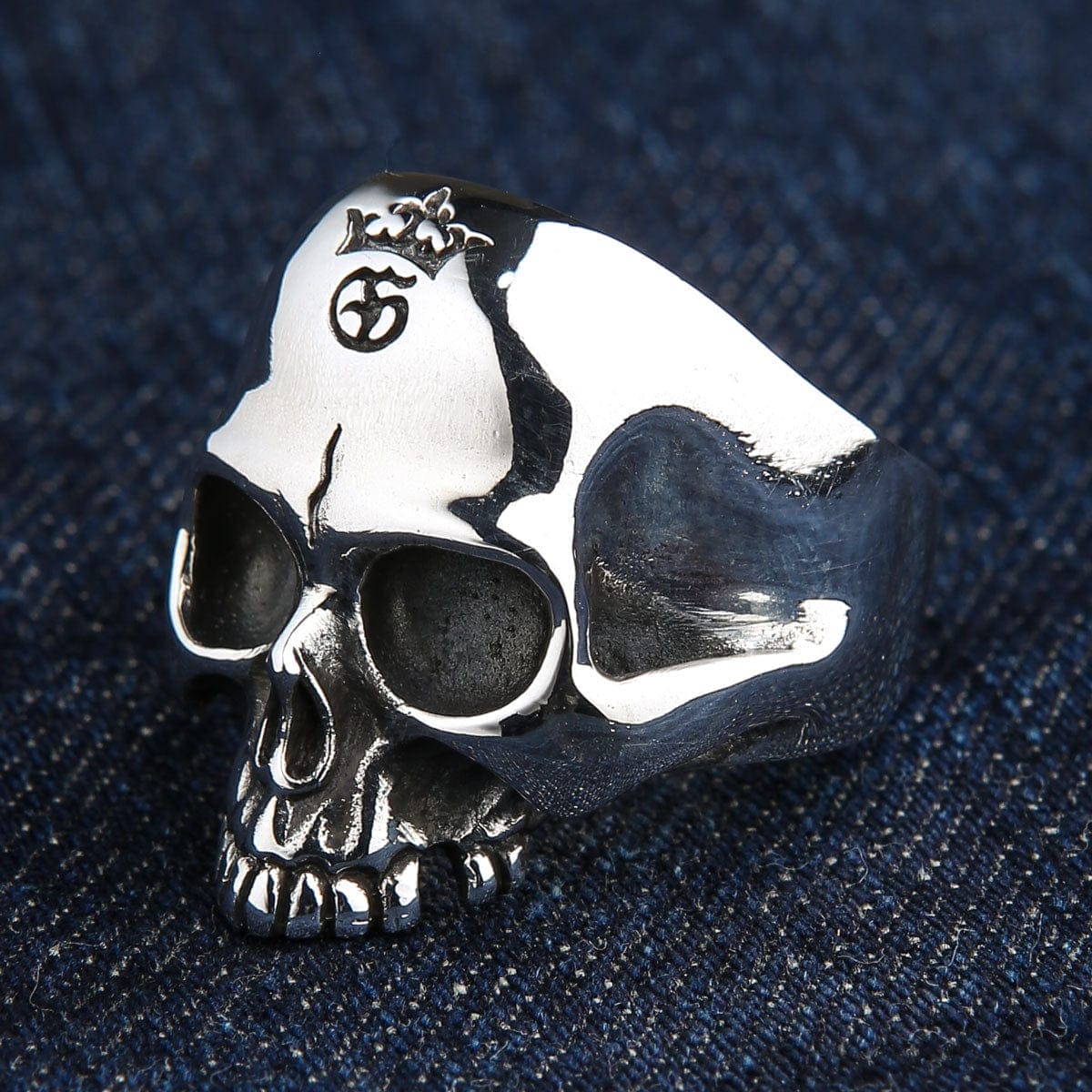 Half Jaw Skull Sterling Silver Biker Ring Ring Size