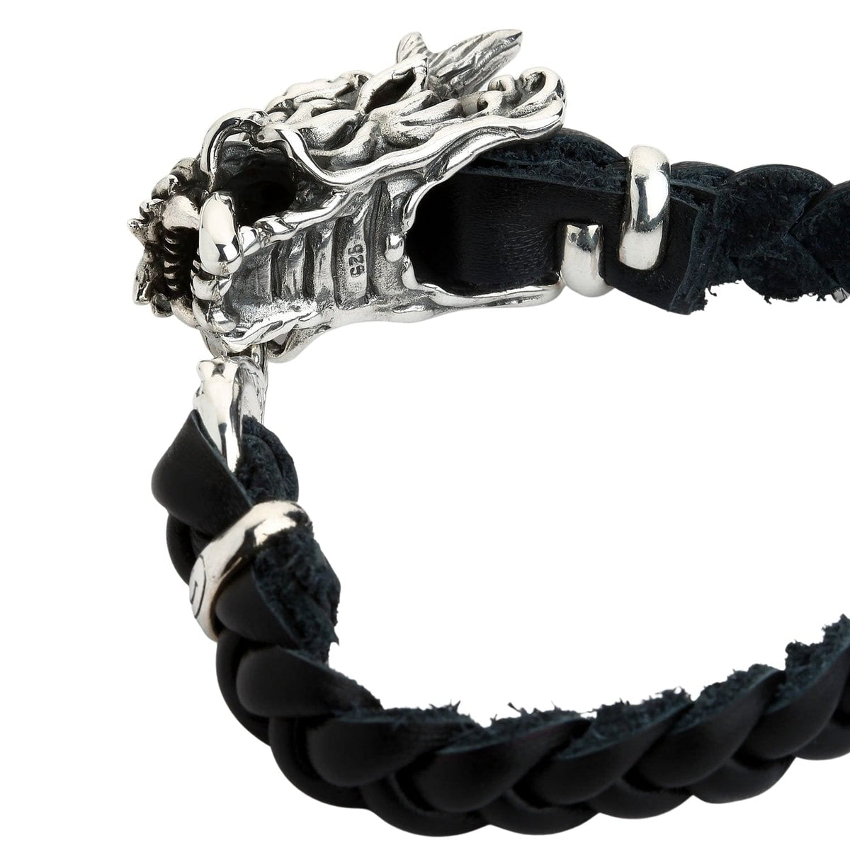 Dragon Leather Bracelet | メンズ用ゴシック編み込みカウハイドレザー 