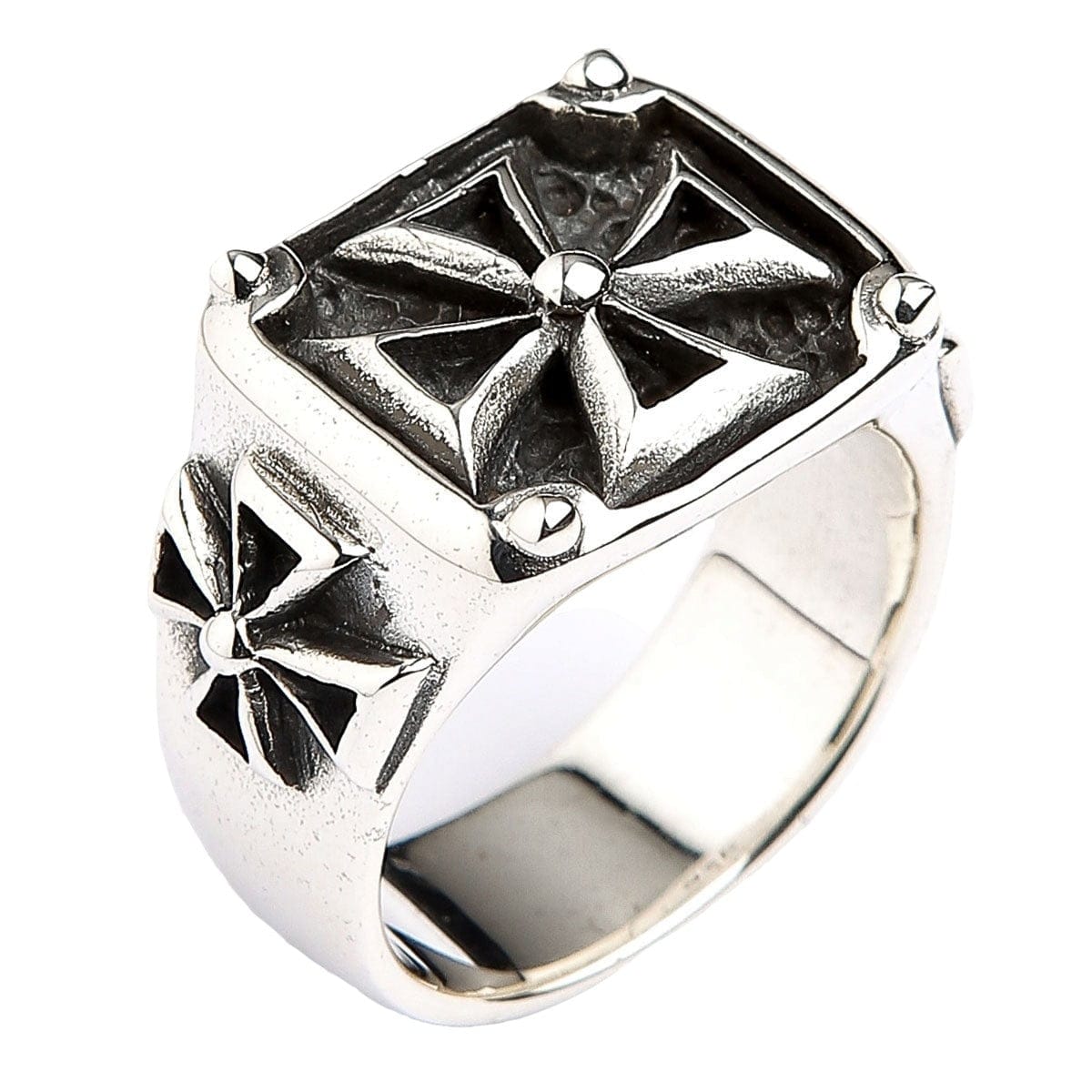 MALTESE CROSS ROUND CZ 925 STERLING SILVER BIKER JEWELRY GOTHIC RING Ma-r003 EBa - Foto 13