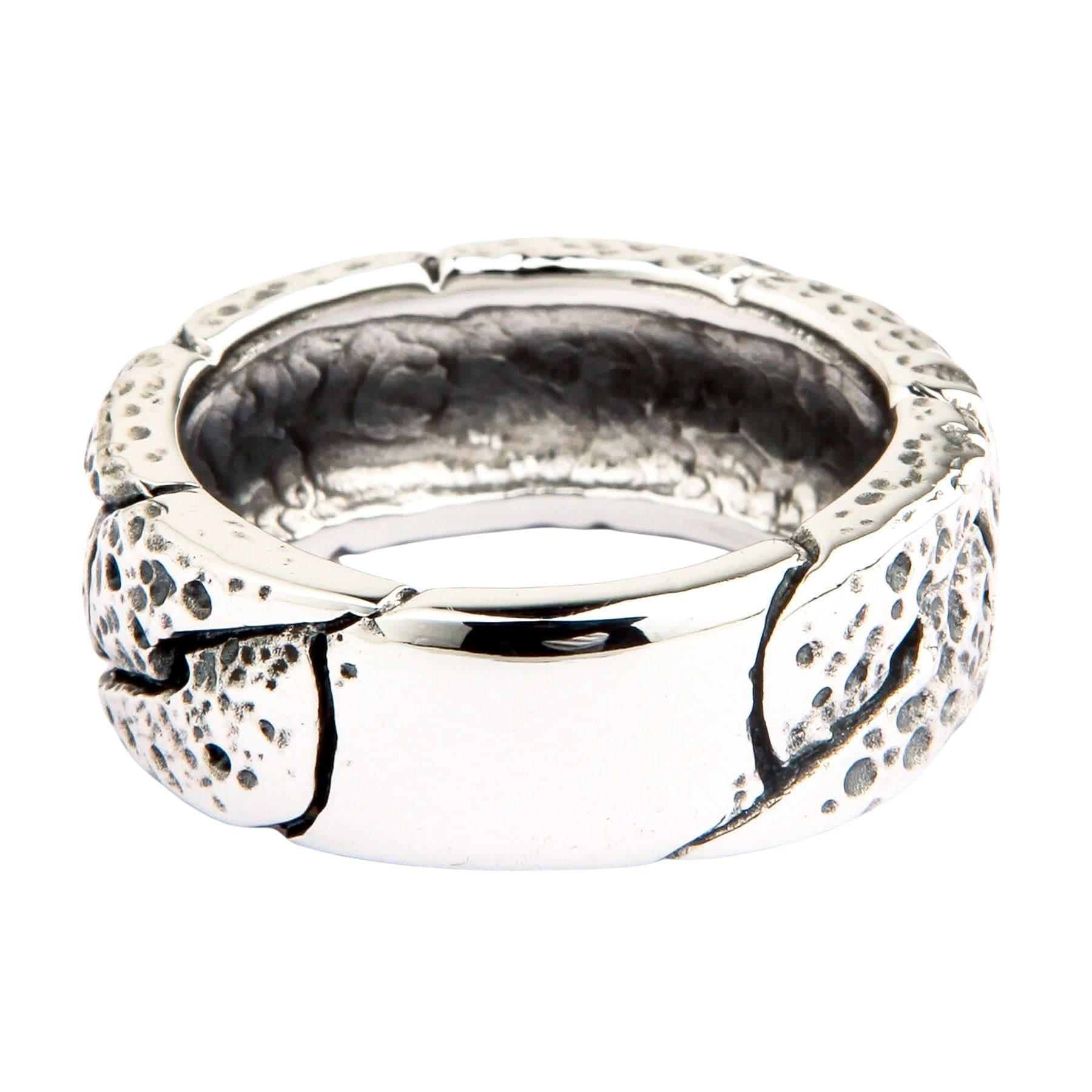 Male Heavy Rings Men's Hammered Ring — Rugged Everyday Band | Bikerringshop